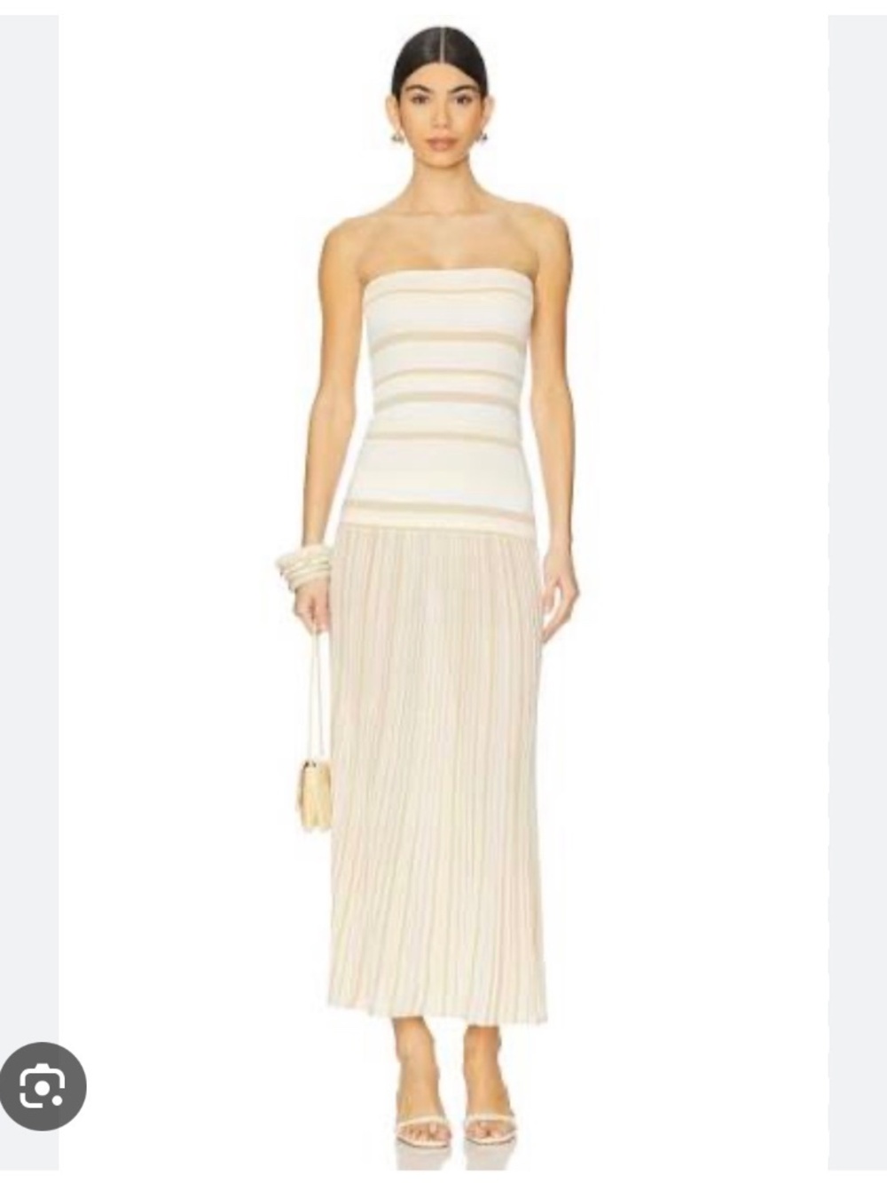 FAITHFULL THE BRAND Butter Stripe Strapless Citara Dress Size S